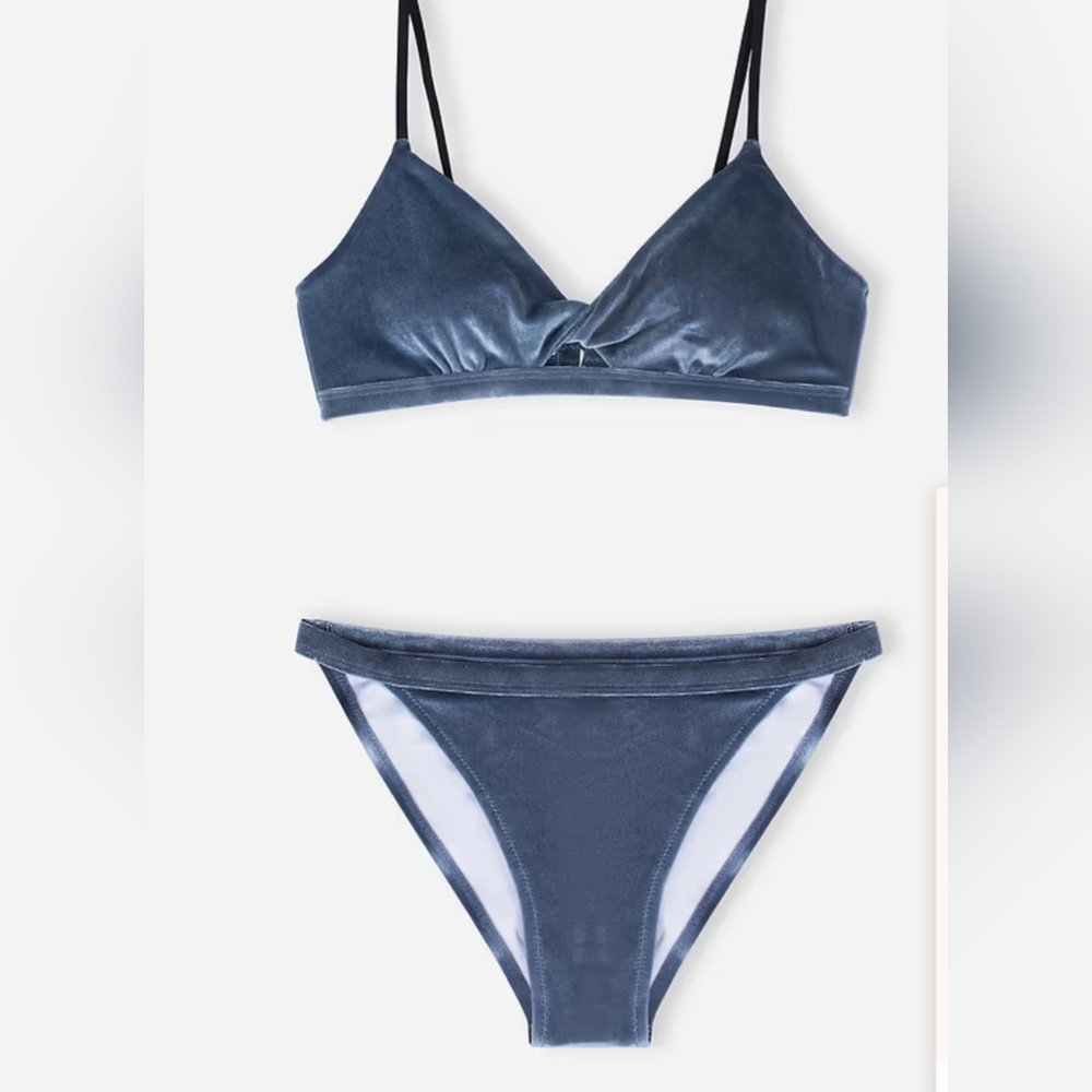 NWT Cupshe Silvery Blue Velvet Bikini Set SZ
